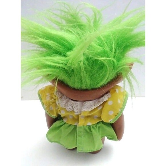 Ace Novelty Company Vintage Green Hair Girl Troll Doll 8" - Picture 4 of 6